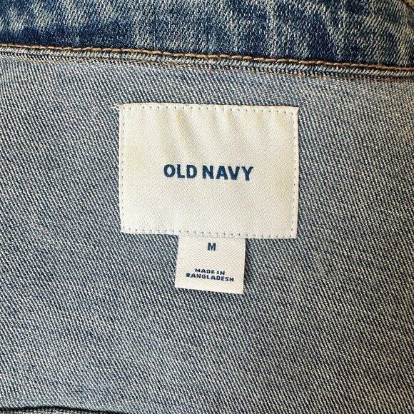 HANDPAINTED Old Navy Jean Jacket with flowers & trees size Medium - Picture 9 of 10